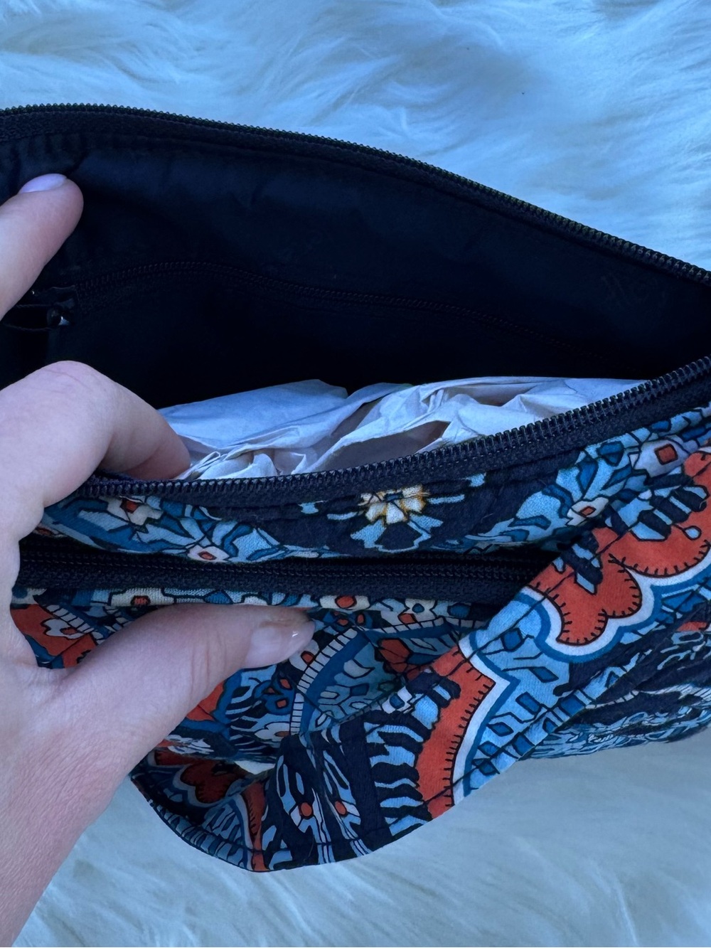 Vera Bradley Navy and Orange Paisley Quilted Crossbody - Picture 3 of 3